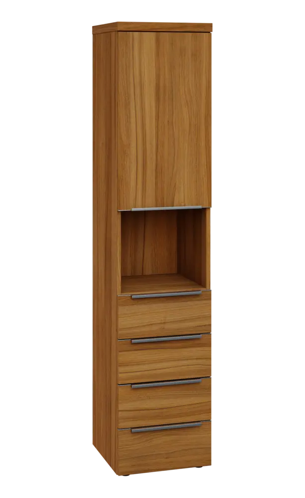 SIN 5 - 44ZND kancelářská skříň, 4-zásuvková/nika, 1-dveřová, pravá, 1820x400x400, ořech světlý